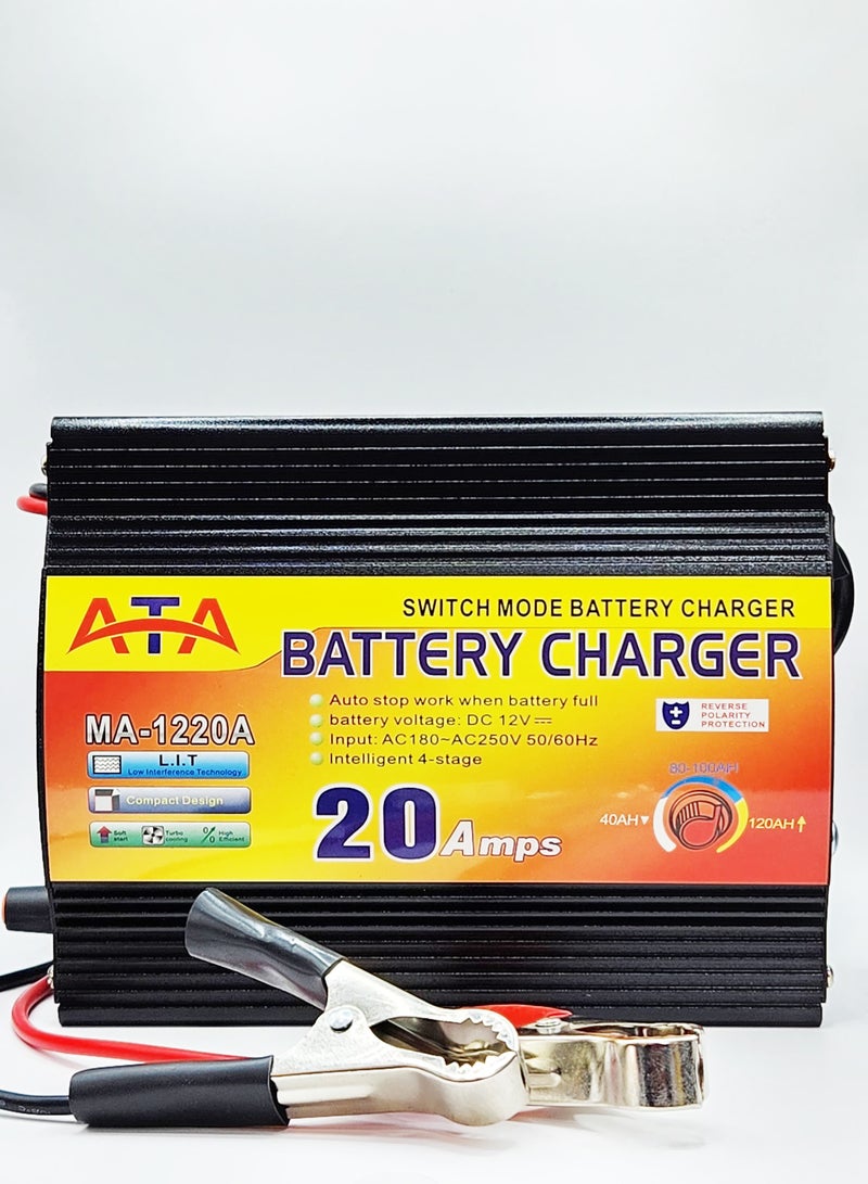 ATA Automatic Intelligent Battery Charger 12V 20A with Multiple Protections Aluminum Body - Image 2
