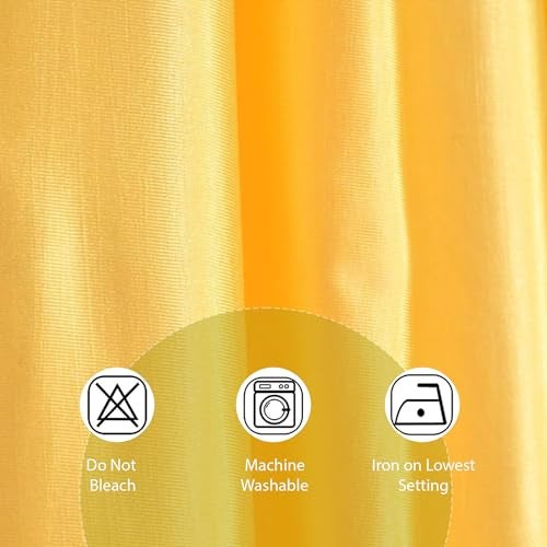 FRESH FROM LOOM Plain Curtains for Door 7 Feet Long | Medium Window Curtain | Yarn Weaved Parda | Modern Parde for Living Room Bedroom | Screens with Eyelet Ring | Hypoallergenic (Yellow, 2pc Set) - Image 2