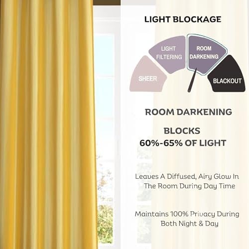 FRESH FROM LOOM Plain Curtains for Door 7 Feet Long | Medium Window Curtain | Yarn Weaved Parda | Modern Parde for Living Room Bedroom | Screens with Eyelet Ring | Hypoallergenic (Yellow, 2pc Set) - Image 3