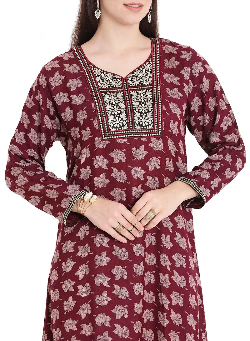 HANA & SARA LONG MODEST PRINTED WITH EMBROIDERY ARABIC KAFTAN JALABIYA DRESSES