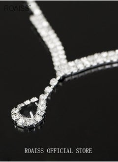 Generic 2-Piece Jewelry Set with Necklace and Earring Full Diamond V Neck Water Drop Pendant Necklace Stud Earrings Set  - Image 5