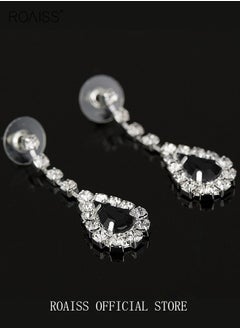 Generic 2-Piece Jewelry Set with Necklace and Earring Full Diamond V Neck Water Drop Pendant Necklace Stud Earrings Set  - Image 3