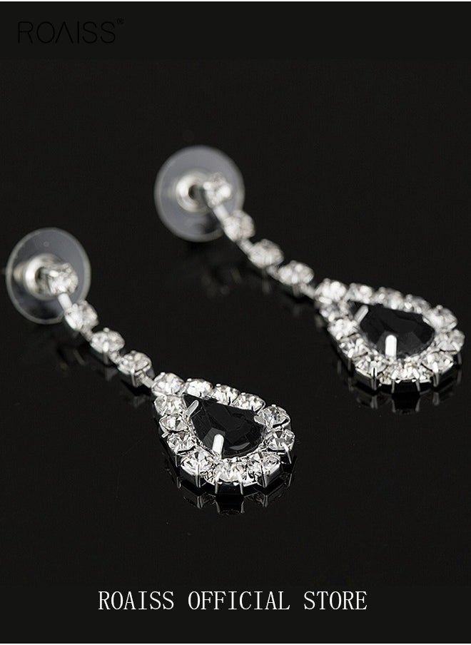 Generic 2-Piece Jewelry Set with Necklace and Earring Full Diamond V Neck Water Drop Pendant Necklace Stud Earrings Set  - Image 3