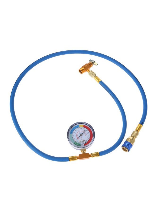 Aupoko A/C R-134A Refrigerant Recharging Hose Kit - with 1/2'' Acme Male 1/4" SAE Female Can Tap Valve, R134A Quick Couple, Low Pressure Gauge and 59'' Recharge Hose - 1 Year Warranty - Image 1