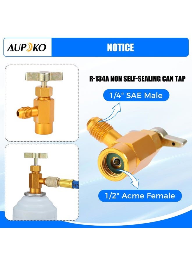 Aupoko A/C R-134A Refrigerant Recharging Hose Kit - with 1/2'' Acme Male 1/4" SAE Female Can Tap Valve, R134A Quick Couple, Low Pressure Gauge and 59'' Recharge Hose - 1 Year Warranty - Image 4