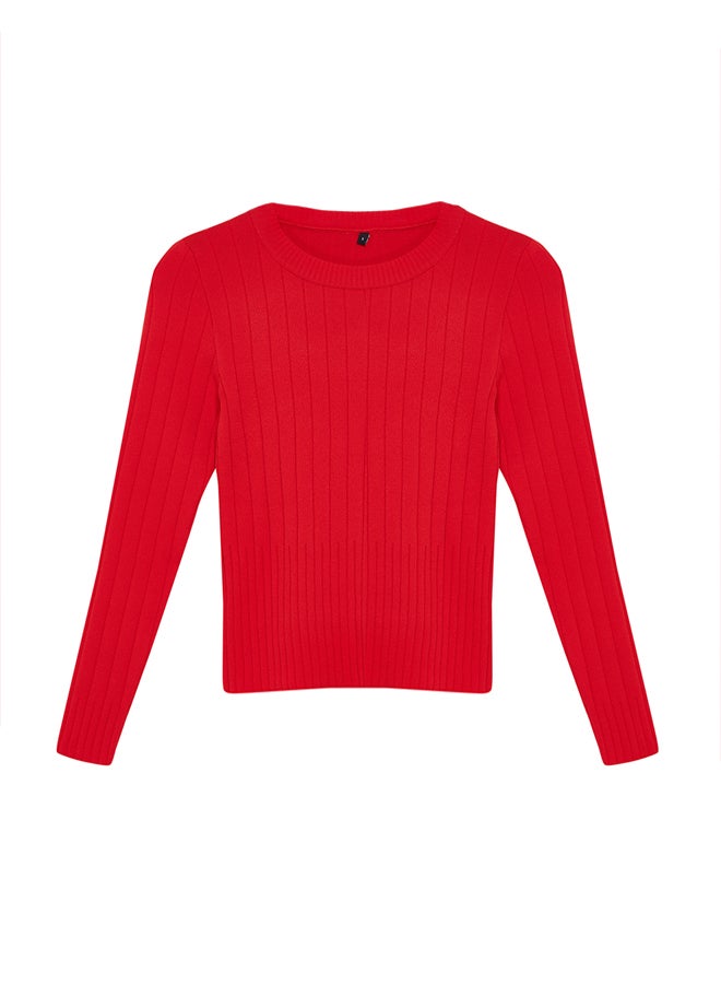 trendyol Red Basic Crew Neck Knitwear Sweater - Image 5