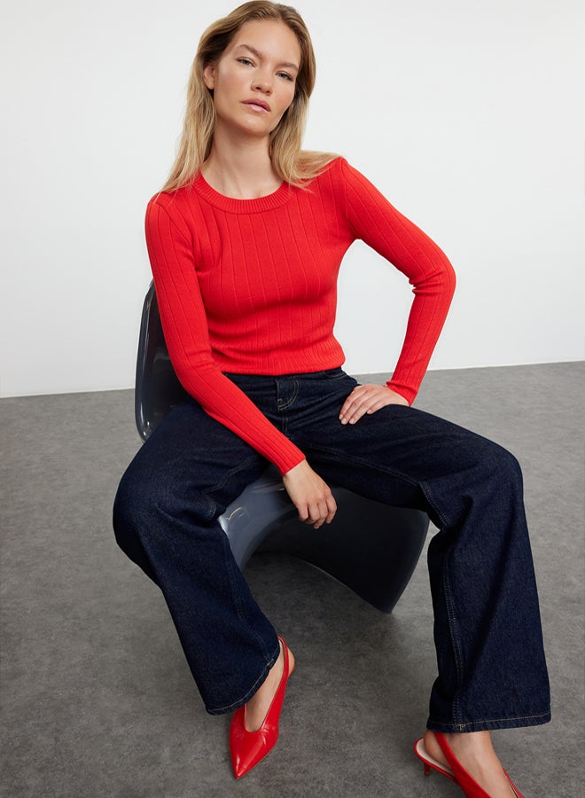 trendyol Red Basic Crew Neck Knitwear Sweater - Image 1