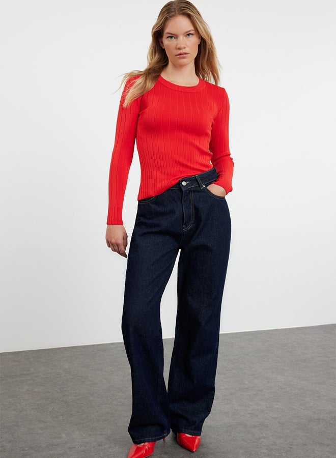 trendyol Red Basic Crew Neck Knitwear Sweater - Image 2