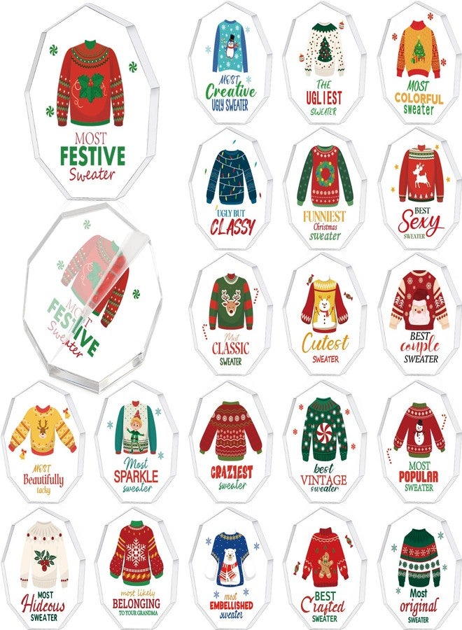 Misdary 20 Pcs Christmas Ugly Sweater Trophy Gingerbread Man Award Funny Trophy Contest Prizes Party Game Favors for Xmas Costume Contest Winner Holiday Party Supplies(Ugly Sweater) - Image 1