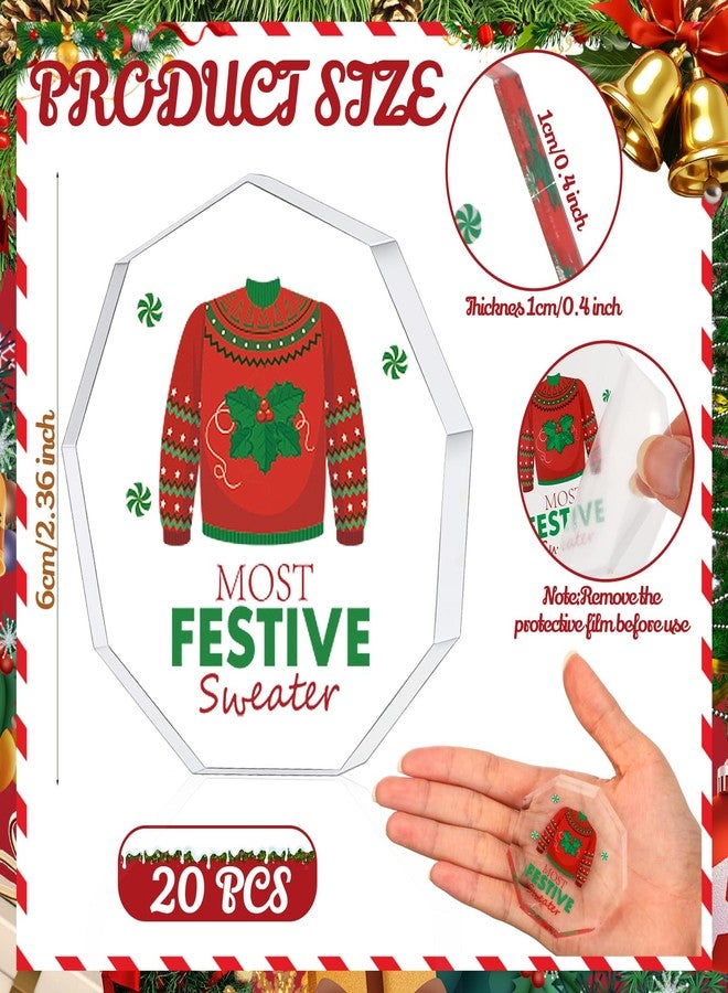 Misdary 20 Pcs Christmas Ugly Sweater Trophy Gingerbread Man Award Funny Trophy Contest Prizes Party Game Favors for Xmas Costume Contest Winner Holiday Party Supplies(Ugly Sweater) - Image 2