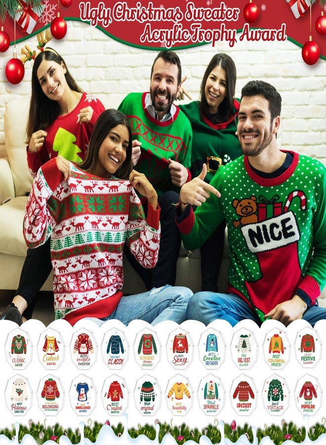 Misdary 20 Pcs Christmas Ugly Sweater Trophy Gingerbread Man Award Funny Trophy Contest Prizes Party Game Favors for Xmas Costume Contest Winner Holiday Party Supplies(Ugly Sweater) - Image 4