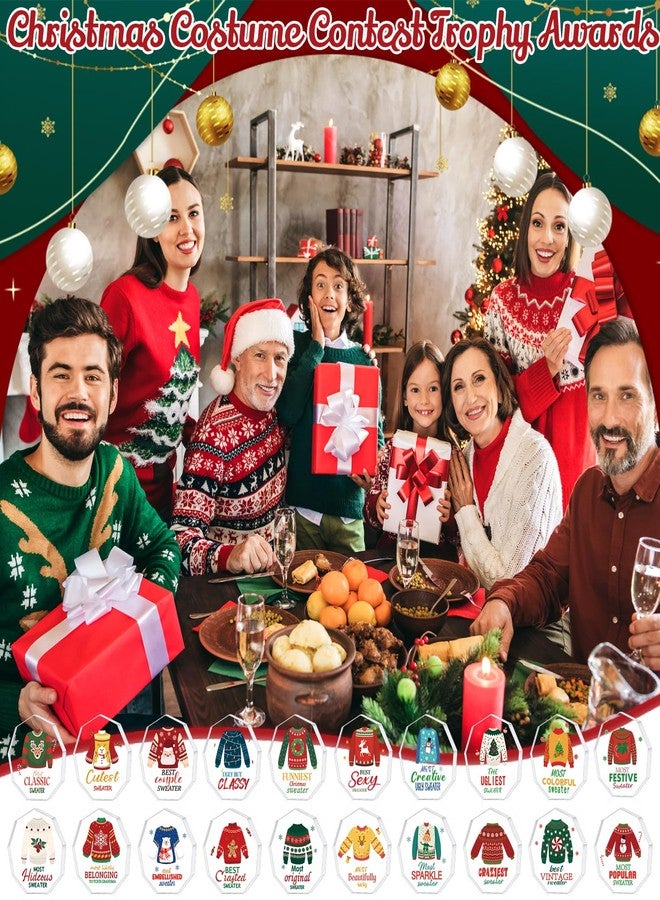 Misdary 20 Pcs Christmas Ugly Sweater Trophy Gingerbread Man Award Funny Trophy Contest Prizes Party Game Favors for Xmas Costume Contest Winner Holiday Party Supplies(Ugly Sweater) - Image 3