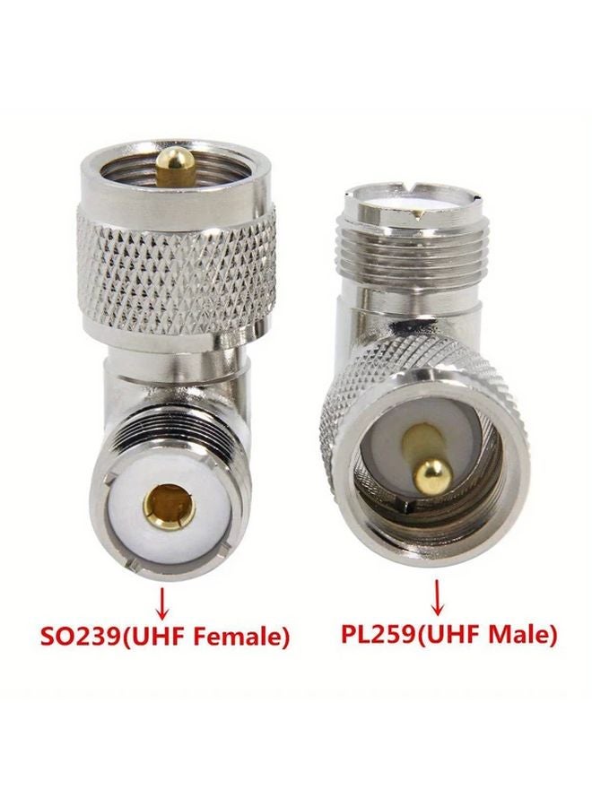 2pcs PL259 Right Angle UHF Male To Female Coax Connector Adapter 90 Degree Elbow - Image 3