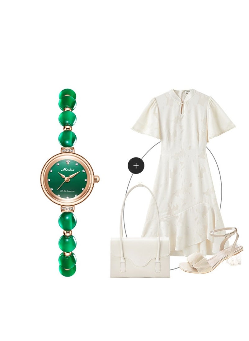 Meibin - Natural Jade Chalcedony Bracelet Women's Watch Versatile Women's Gift Jewelry Women's Watch - Image 1
