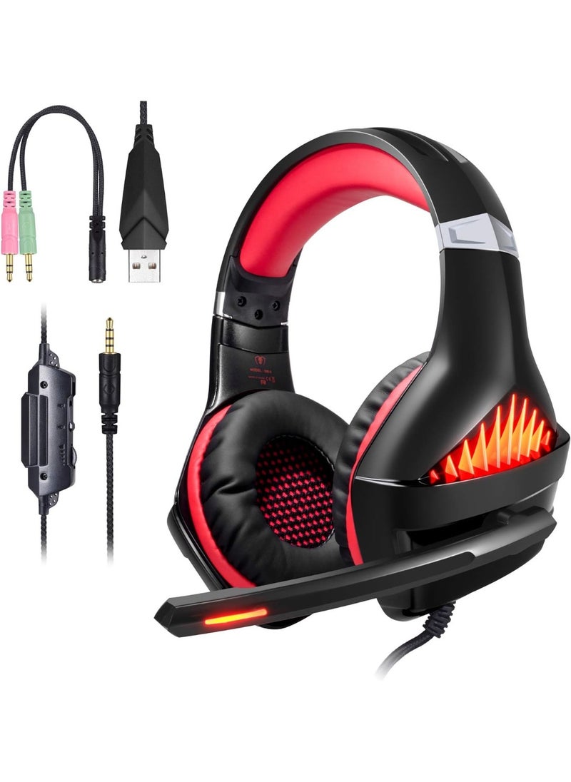 Beexcellent - GM5 Gaming Headset, 7.1 Surround Sound PS4 Headset with Microphone, For Games, PC Headphones, Heavy Bass, Telescopic, Noise Isolation, Wired, FPS Compatible, LED Light - Image 1