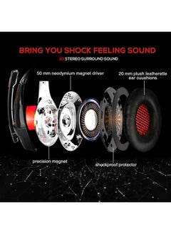 Beexcellent GM5 Gaming Headset, 7.1 Surround Sound PS4 Headset with Microphone, For Games, PC Headphones, Heavy Bass, Telescopic, Noise Isolation, Wired, FPS Compatible, LED Light  - Image 3