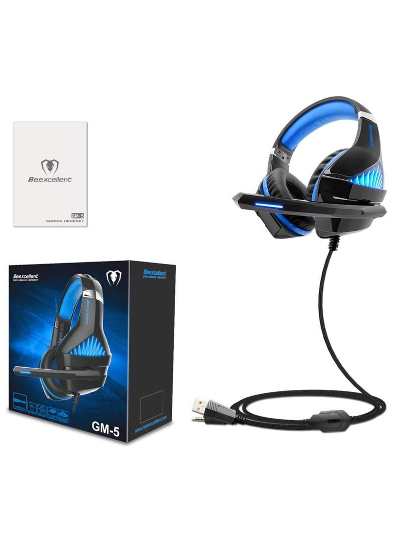 GM5 Gaming Headset, 7.1 Surround Sound PS4 Headset with Microphone, For Games, PC Headphones, Heavy Bass, Telescopic, Noise Isolation, Wired, FPS Compatible, LED Light - pzsku/Z88B5F74CBD9B70F8A84CZ/45/_/1708598380/53679433-4123-4384-820b-65166cae7b4b