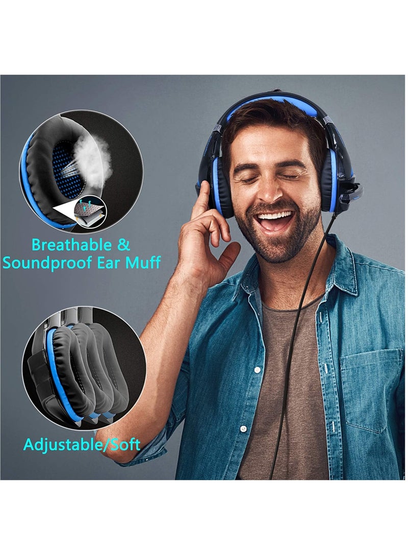 GM5 Gaming Headset, 7.1 Surround Sound PS4 Headset with Microphone, For Games, PC Headphones, Heavy Bass, Telescopic, Noise Isolation, Wired, FPS Compatible, LED Light - pzsku/Z88B5F74CBD9B70F8A84CZ/45/_/1708598380/eae5870a-8289-4cd4-bc2d-fc3d2a89517c