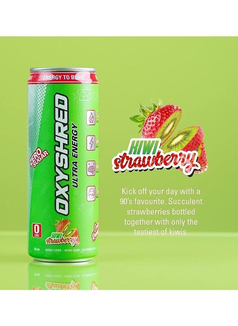 EHP Labs - OxyShred Ultra Energy Drink by EHPlabs - Performance Carbonated Energy Drink with Zero Fat, Zero Sugar, Zero Carbs & Zero Calories, 100% Natural, Kiwi Strawberry (12-Pack) - Image 1