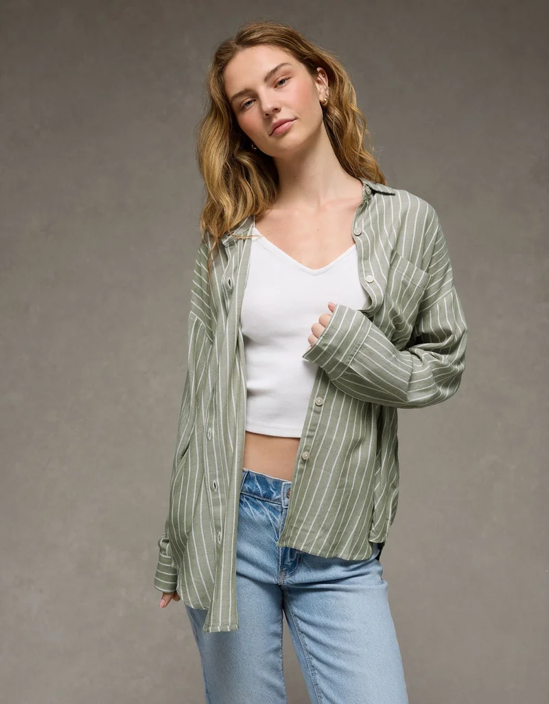 American Eagle  AE Go Big Oversized Shirt for Women | Best Price UAE