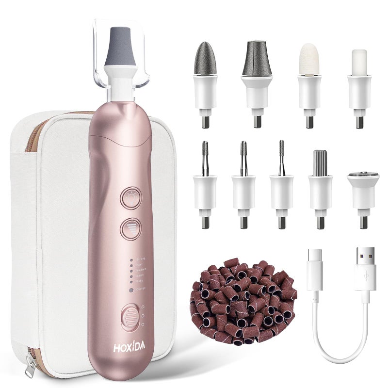 Hoxida Manicure Pedicure Kit with Case, Professional Nail Grinder for Senior Thick Toenail, Cordless Electric Nail File, 5 Speeds Pedicure Tools for feet Callus Remover, Nail Drill for Women Hand Feet Care - Image 1