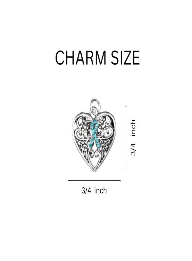 فوندريزينغ فور أ كوز جمع التبرعات من أجل قضية نبيلة | سوار التوعية بالشريط الأزرق المخضر - أمل، شجاعة، قوة - مجوهرات للتوعية بسرطان المبيض، واضطراب ما بعد الصدمة، والاعتداء الجنسي - هدية (سوار واحد) - Image 2