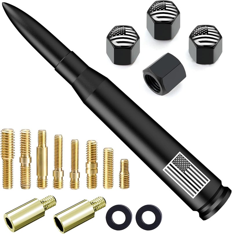 Engirette 50 Cal Bullet Antenna Replacement for Ford and Dodge Trucks - Matte Black - Image 1