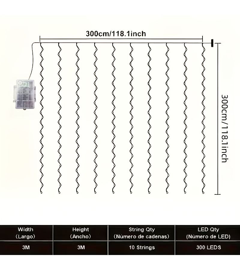 9.8x9.8 Feet 300 LED Curtain Lights Golden Warm Color 8 Functions for Window Hanging Bedroom Wedding Birthday Ramadan Holiday Indoor Wall Decoration - Image 3