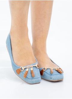LAMARAPARIS Laurel tassel trim faux leather flat shoes blue  - Image 2
