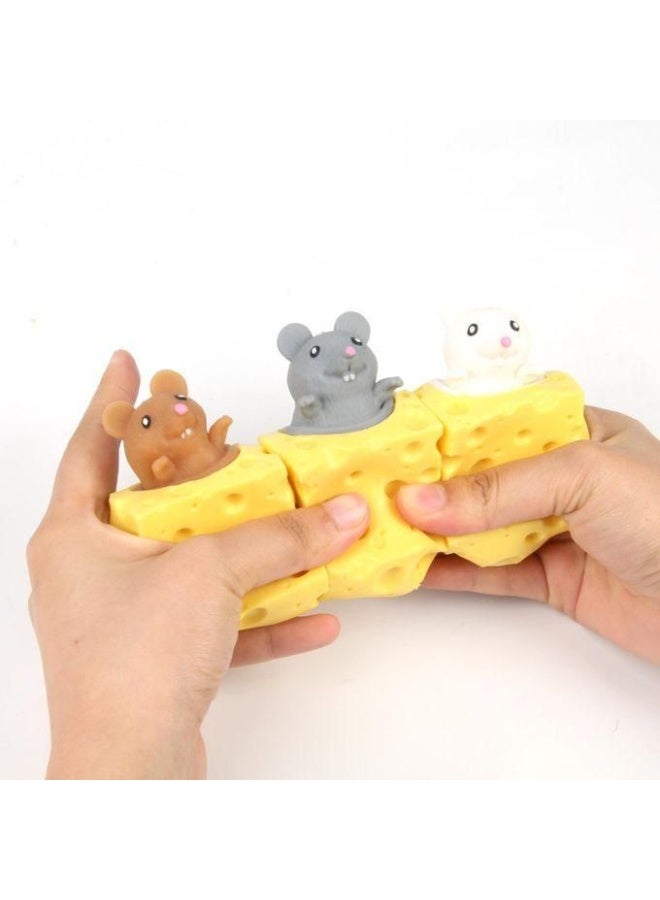 3 PCS Cheese Mouse Squeeze Toys Set, Sensory Fidget Decompression Stress Relief Squishes for Kids & Adults - Image 1