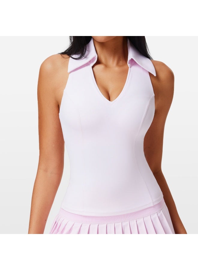 Sleeveless Fitness Yoga Shirt Women Slim Fit V-Neckline Gym Running Top Breathable Quick Dry Sportswear Workout Clothes  - Image 1