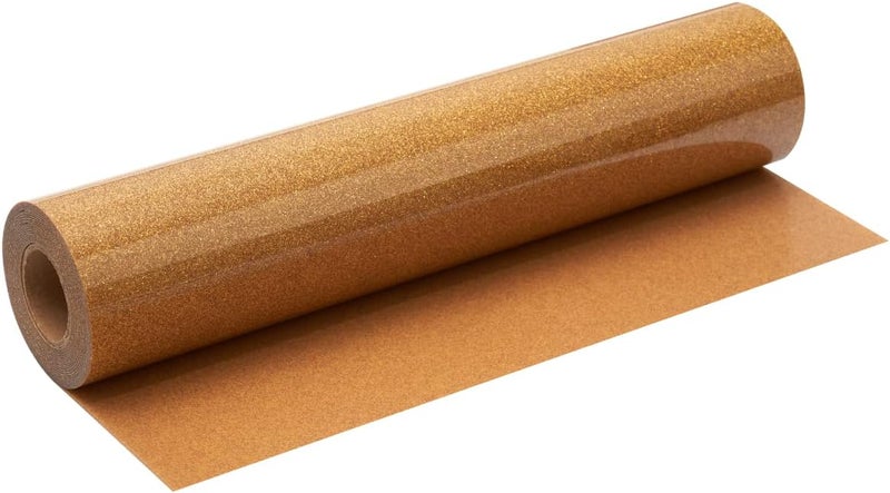 FANSGUAR Gold Glitter HTV Roll -12" x10ft Iron on Heat Transfer Vinyl for DIY Shirts Gifts(Old Gold) - Image 1