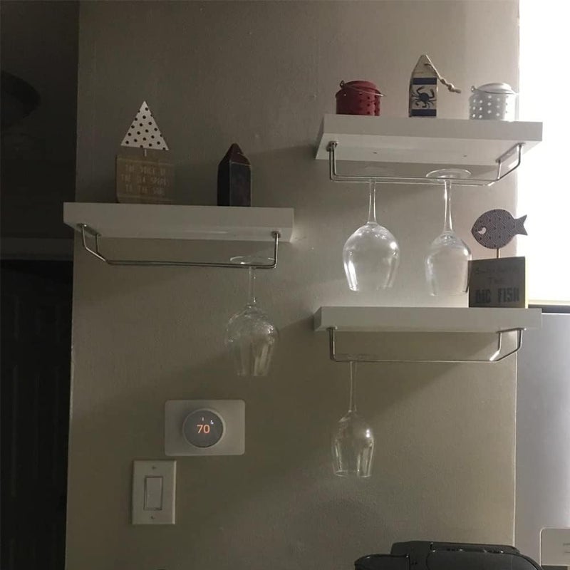 Estante para copas de vino, estante para colgar en alambre, estante para copas de vino debajo del gabinete, acero inoxidable, acabado cromado, estante para colgar copas de vino, paquete de 2 unidades, 14 pulgadas - Image 5