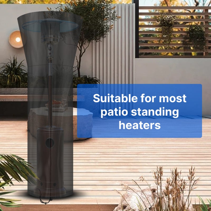 7.4Ft Outdoor Patio Heater Cover with Zipper and Drawstring Dust-proof Waterproof UV-Resistant Windproof 210D Oxford Cloth Heater Cover for Standing Heater from high sun exposure rain snow and extreme weather - Image 4