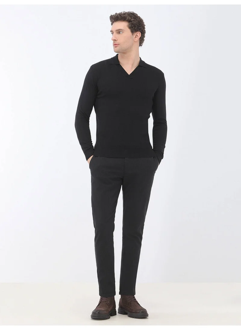 Kip Black Polo Neck Wool Blend Knitwear