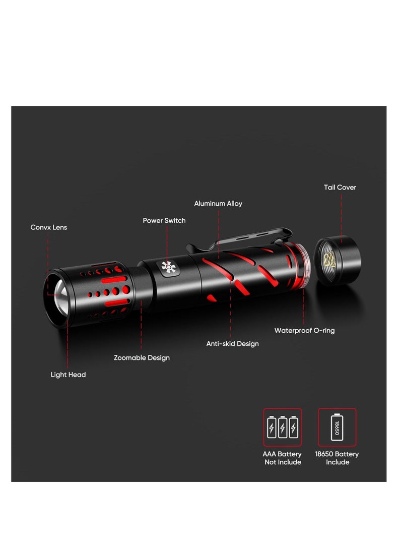 Fast Rechargeable Flashlights for Home, Tactical Flashlights High Lumens 20000, 3 Modes Zoomable Waterproof Mini Flashlight, Powerful LED Flash lights for Camping, Hiking (Battery Include) - Image 2
