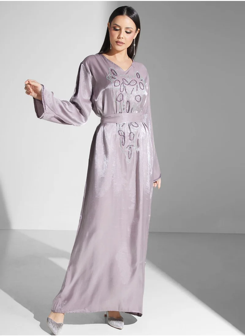 hayas closet Embellished Belted Jalabiya