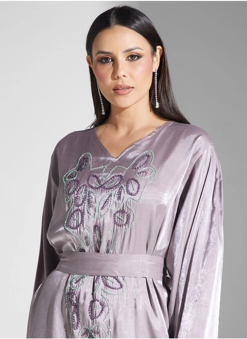 hayas closet Embellished Belted Jalabiya