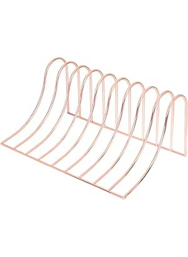 Metal Bookend Organizer S Shaped Desktop Rack Golden Finish Smooth Edges Prevent Book Slippage - Image 1