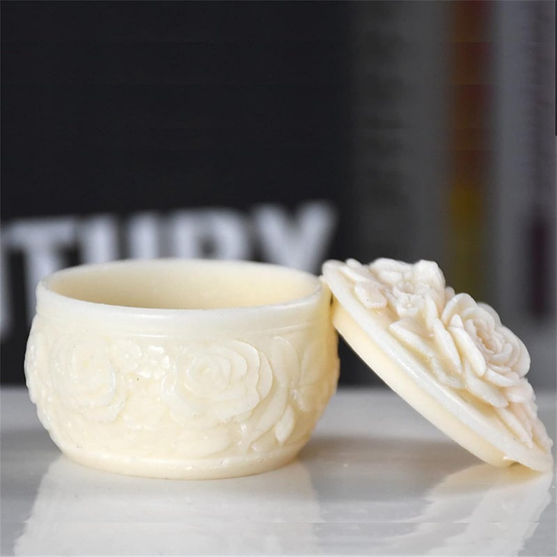 FirstTry Storage Box Resin Mold I 3D Round Flower Shape Silicone Epoxy Casting Mould with Lid I Succulent Concrete Molds for DIY Handmade Jewelry Ring Trinket Makeup Organizer Flower Pot Candle Jar - Image 5