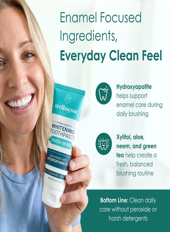 Wellnesse Hydroxyapatite Toothpaste, Fluoride Free, Whitening Toothpaste, Remineralizing Enamel Care, Xylitol Formula for Sensitive Teeth and Daily Oral Care, Fresh Mint, Mini 1.75 Oz - Image 4
