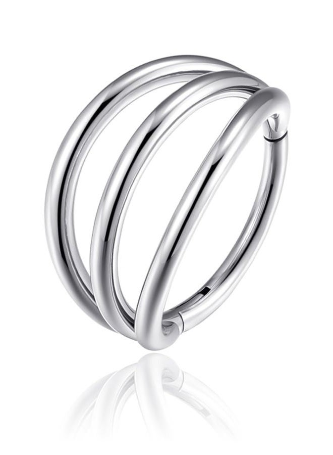 Lantine Triple Stack Nose Rings Hoop Stainless Steel Helix Cartilage Earring Cute Hinged Segment Tragus Daith Piercing Jewelry - Image 1