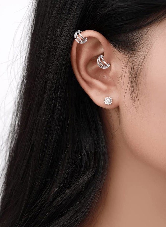 Lantine Triple Stack Nose Rings Hoop Stainless Steel Helix Cartilage Earring Cute Hinged Segment Tragus Daith Piercing Jewelry - Image 3