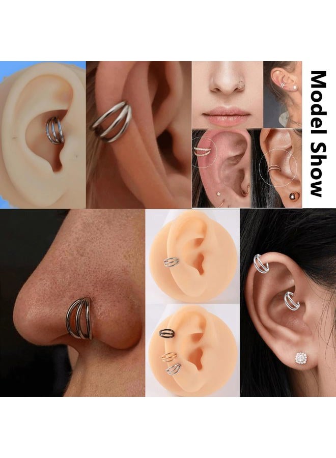Lantine Triple Stack Nose Rings Hoop Stainless Steel Helix Cartilage Earring Cute Hinged Segment Tragus Daith Piercing Jewelry - Image 4