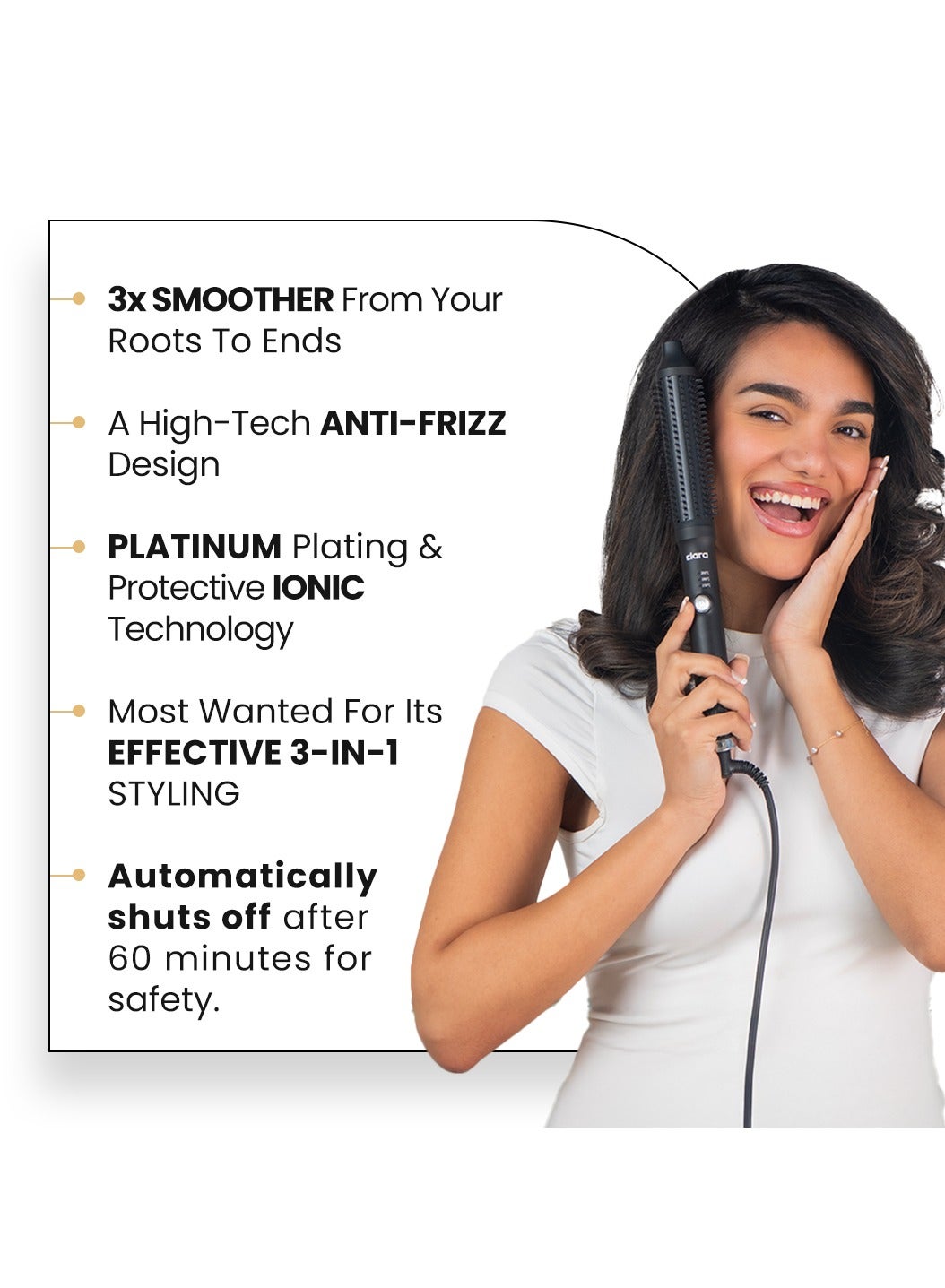 فرشاة شعر حرارية أيونية مضادة للتجعد نحيفة