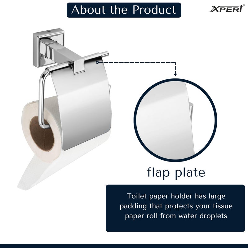 Xpert Square Paper Tissue Roll Holder for Bathroom by Xpert, Pack of 1 - Toilet Tissue Holder & Bathroom Tissue Holder, Made of Stainless Steel. Toilet roll Holder for Bathroom - Image 4