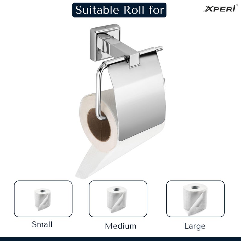 Xpert Square Paper Tissue Roll Holder for Bathroom by Xpert, Pack of 1 - Toilet Tissue Holder & Bathroom Tissue Holder, Made of Stainless Steel. Toilet roll Holder for Bathroom - Image 3