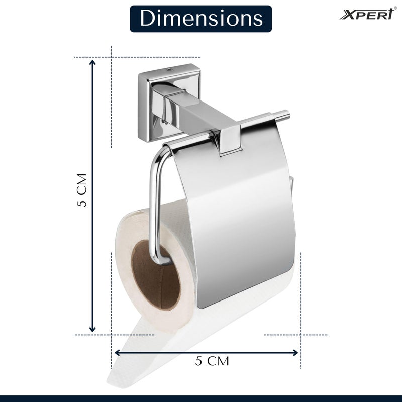 Xpert Square Paper Tissue Roll Holder for Bathroom by Xpert, Pack of 1 - Toilet Tissue Holder & Bathroom Tissue Holder, Made of Stainless Steel. Toilet roll Holder for Bathroom - Image 5