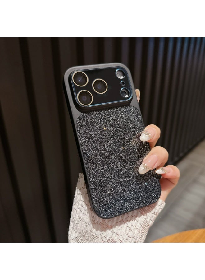 HaDoii Slim Case for iPhone 17 Pro Max, Glitter Bling Sparkle Women Girls Phone Case with Camera Lens Film & Full Button Coverage, Shockproof Heavy Duty Protection Electroplated Cover, Black - Image 4