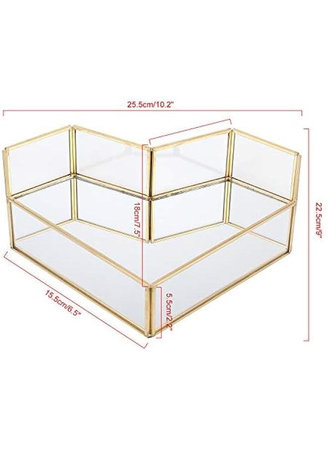 Decorative Makeup Vanity Trays, Crystal Mirrored Cosmetic Jewelry Toiletries Trinket Home Decor Tray Handmade Glass Ornate Perfume Tray for Dresser Bedroom Bathroom Restaurant Hotel (Heart Shape)  - Image 2